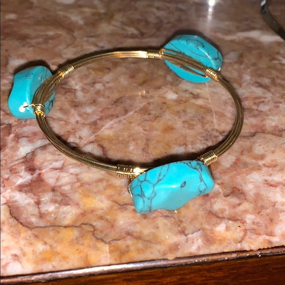 Handmade gold wire turquoise wrapbracelet - Picture 7 of 8